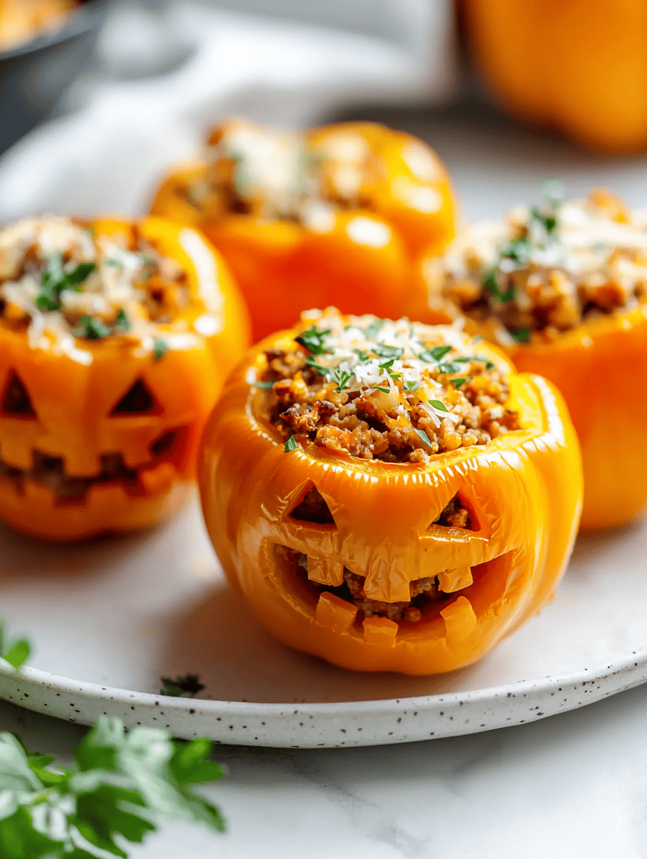 Spooky Delight: Halloween Stuffed Bell Pepper Jack-o’-Lanterns